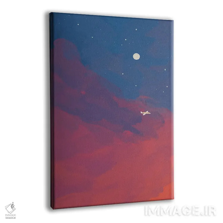 تابلو مینیمال هواپیما در آسمان شب اثر مورگان هارپر نیکولز - نمای پرسپکتیو محصول