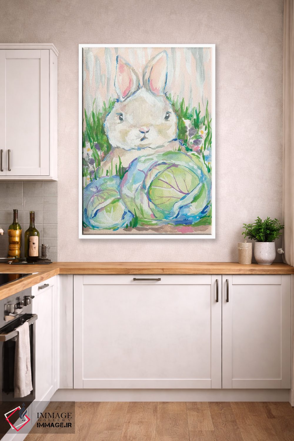 تابلو دکوراتیو خرگوش در باغچه کلم اثر جسیکا مینگو - D3W