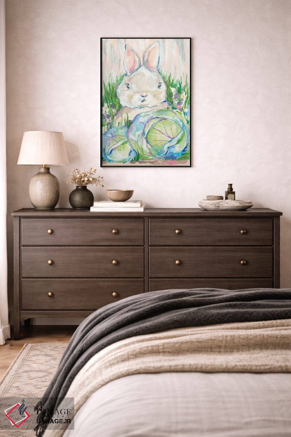 تابلو دکوراتیو خرگوش در باغچه کلم اثر جسیکا مینگو - D5B