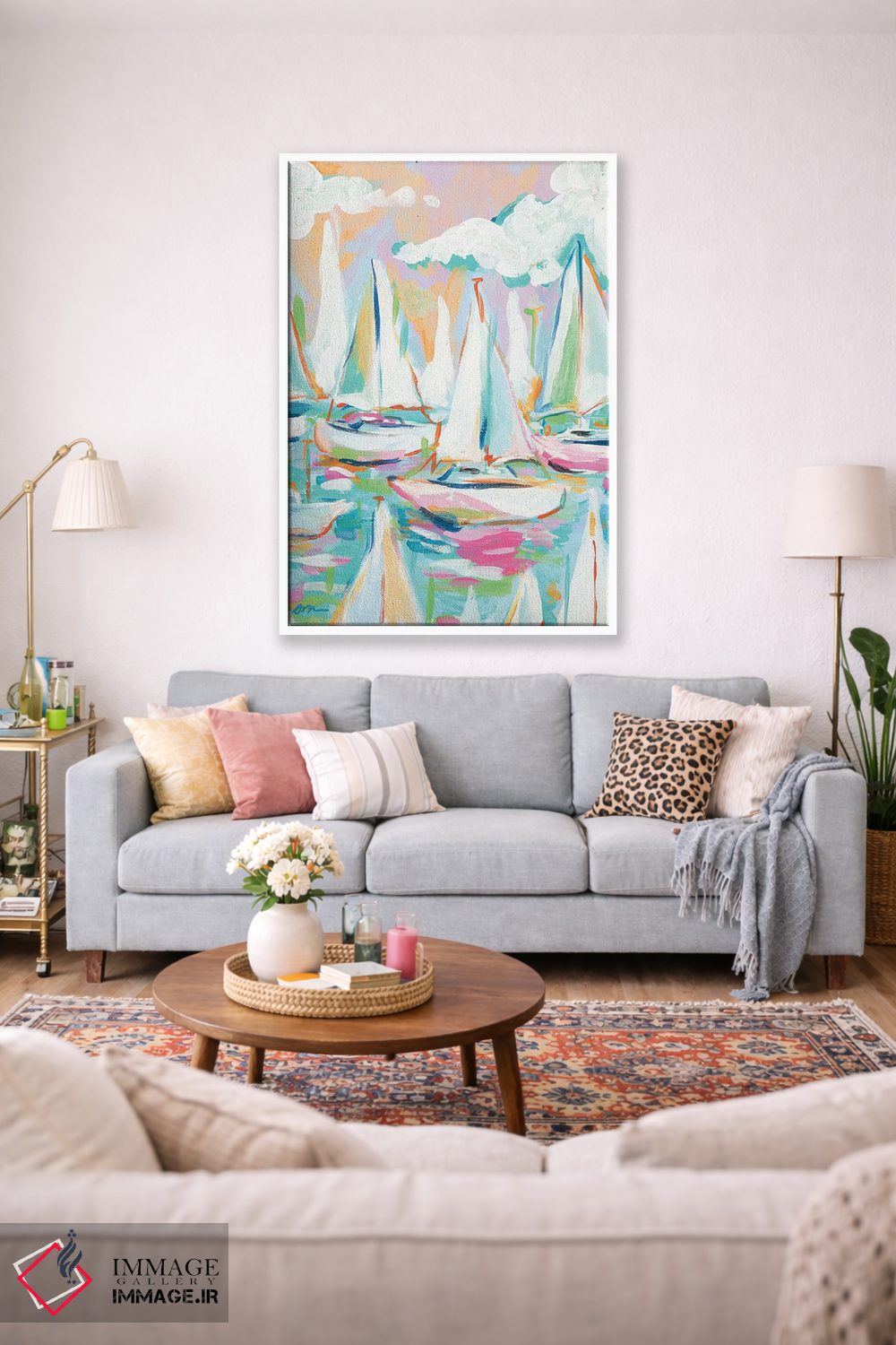 تابلو دکوراتیو دریا و قایق بادبانی اثر جسیکا مینگو - D1W