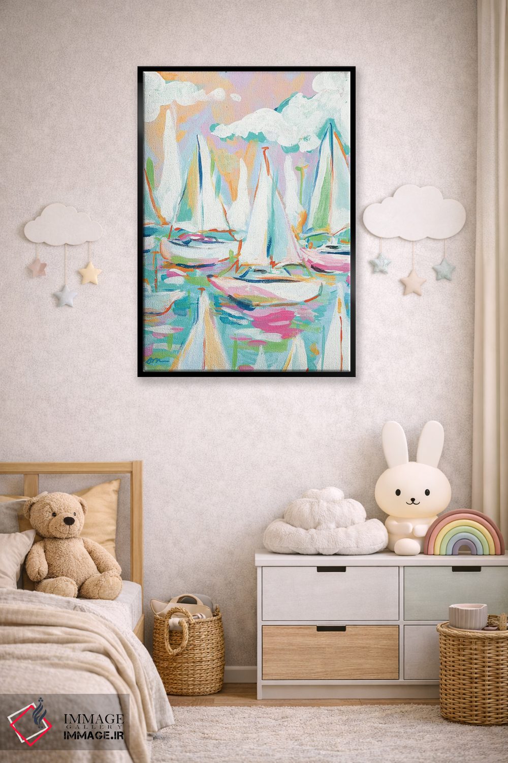 تابلو دکوراتیو دریا و قایق بادبانی اثر جسیکا مینگو - D6B