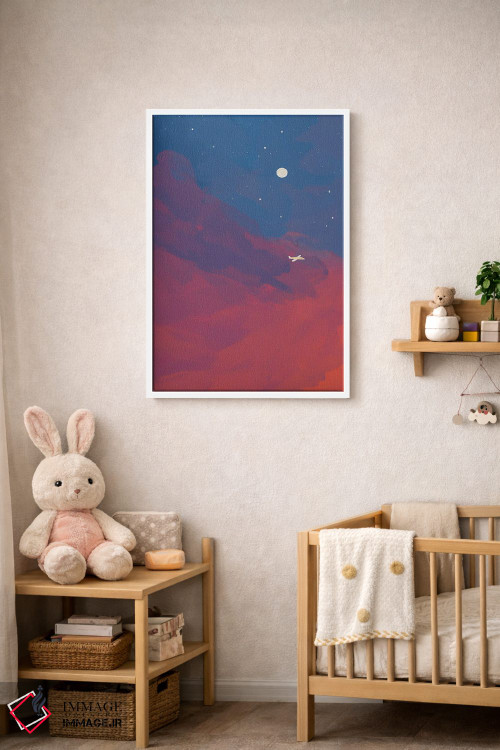 تابلو مینیمال هواپیما در آسمان شب اثر مورگان هارپر نیکولز - D3W
