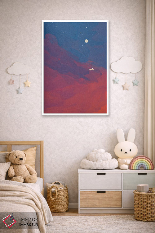 تابلو مینیمال هواپیما در آسمان شب اثر مورگان هارپر نیکولز - D4W