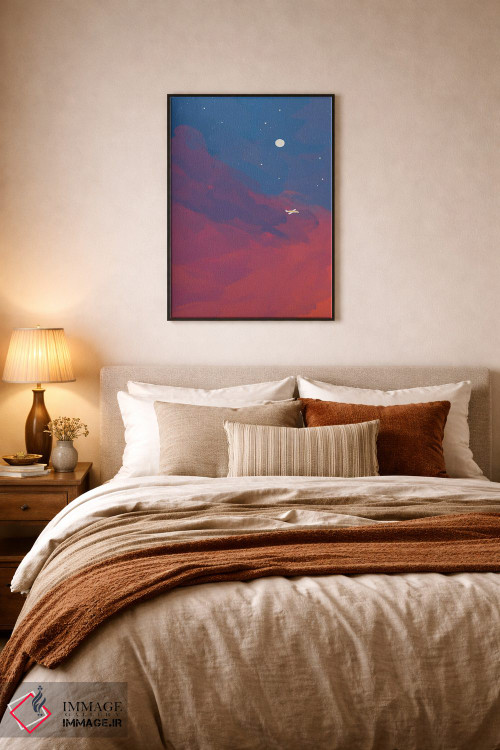 تابلو مینیمال هواپیما در آسمان شب اثر مورگان هارپر نیکولز - D6B