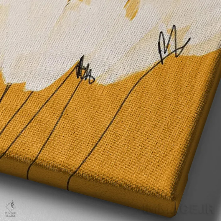 تابلو مدرن گل های سفید روی زمینه طلایی اثر مورگان هارپر نیکولز - نمای نزدیک بافت بوم