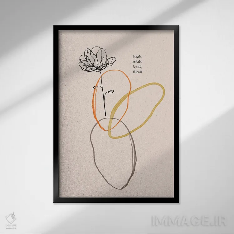 تابلو مدرن نقاشی گل تنفس کن و بازدم کن اثر مورگان هارپر نیکولز - نمای قابدار مشکی