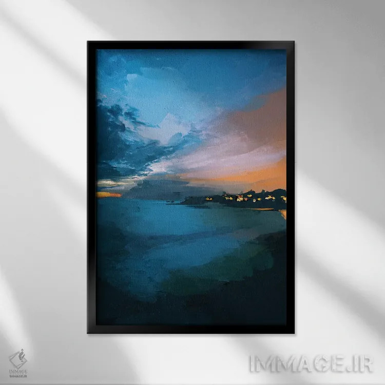 تابلو انتزاعی غروب لاگونا اثر مورگان هارپر نیکولز - نمای قابدار مشکی