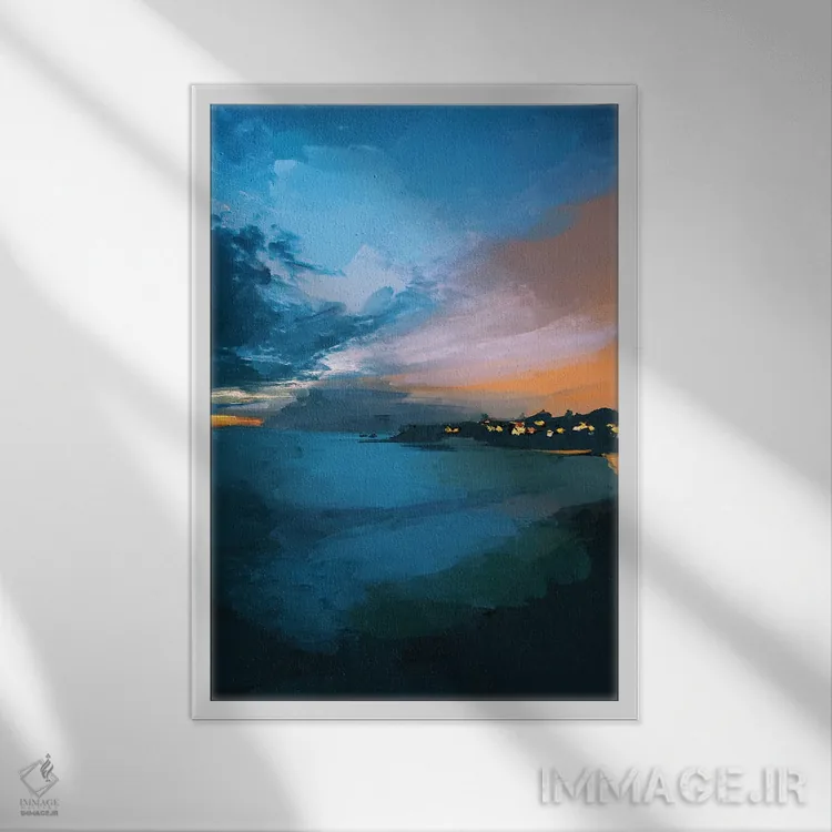 تابلو انتزاعی غروب لاگونا اثر مورگان هارپر نیکولز - نمای قابدار سفید