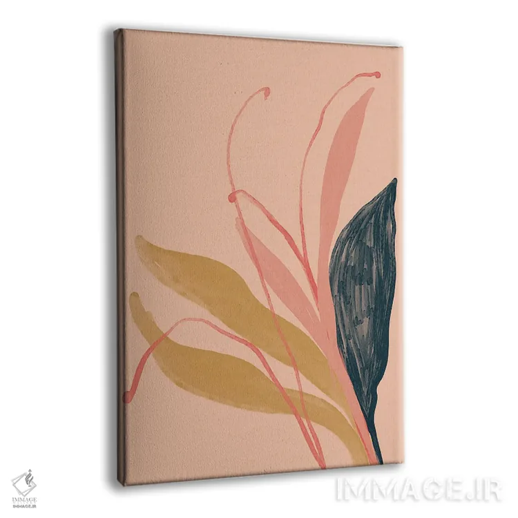 تابلو مدرن گل های سرمه ای، صورتی و طلایی روی هلویی اثر مورگان هارپر نیکولز - نمای پرسپکتیو محصول