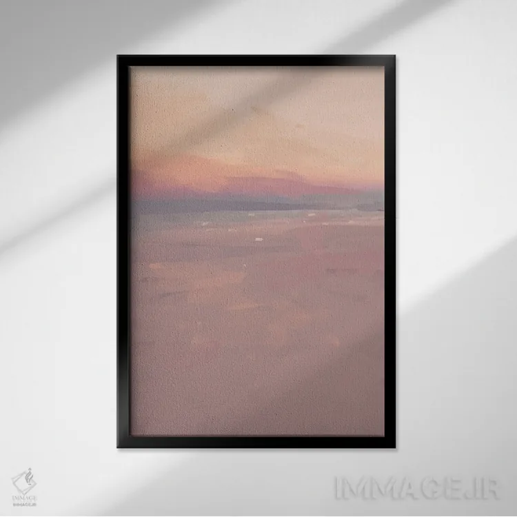 تابلو مینیمال ساحل غروب اثر مورگان هارپر نیکولز - نمای قابدار مشکی