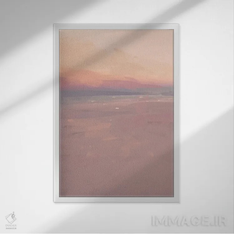 تابلو مینیمال ساحل غروب اثر مورگان هارپر نیکولز - نمای قابدار سفید