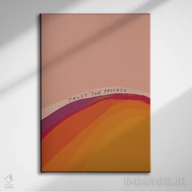 تابلو مینیمال به فرایند اعتماد کن اثر مورگان هارپر نیکولز - نمای روبهرو روی دیوار