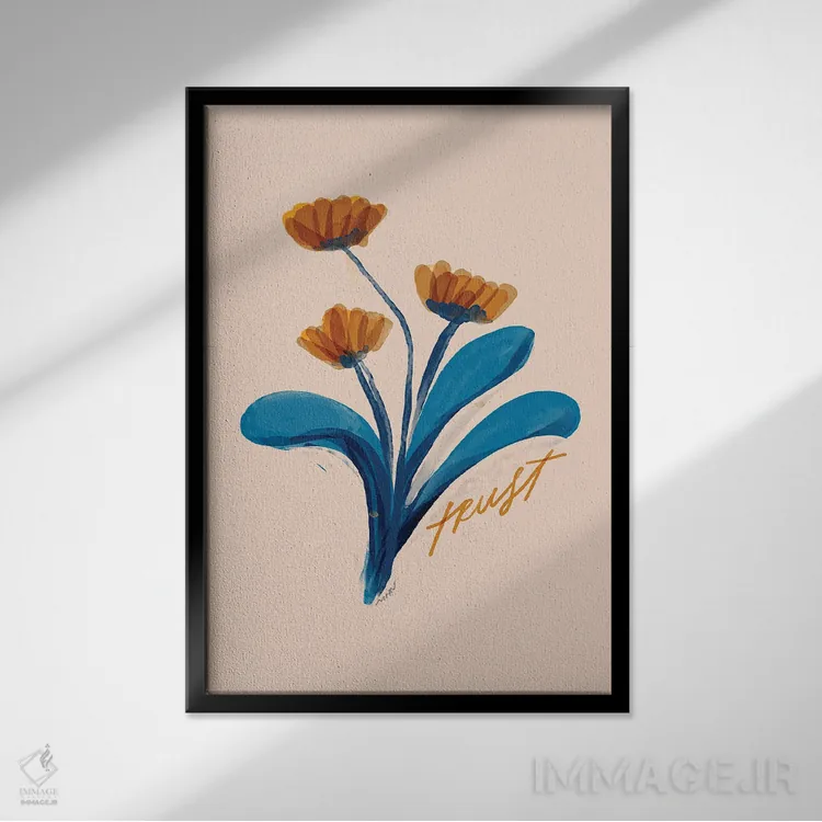 تابلو مینیمال به گل ها اعتماد کن اثر مورگان هارپر نیکولز - نمای قابدار مشکی