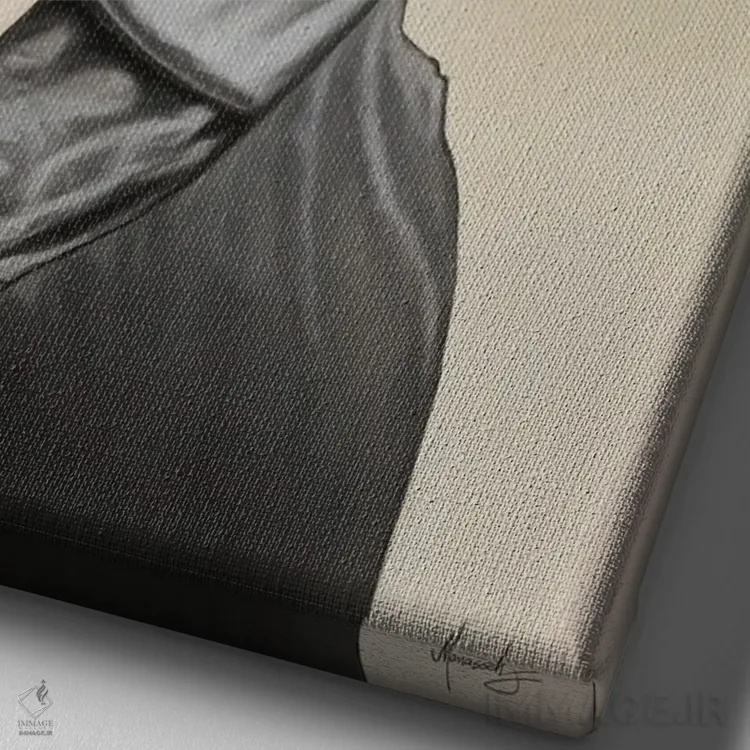 تابلو دکوراتیو مادری اثر ماناسه جانسون - نمای نزدیک بافت بوم