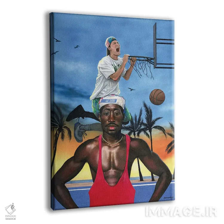 تابلو دکوراتیو مردان سفیدپوست نمی توانند بپرند اثر ماناسه جانسون - نمای پرسپکتیو محصول