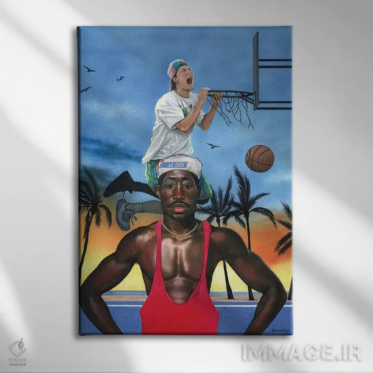 تابلو دکوراتیو مردان سفیدپوست نمی توانند بپرند اثر ماناسه جانسون - نمای روبهرو روی دیوار