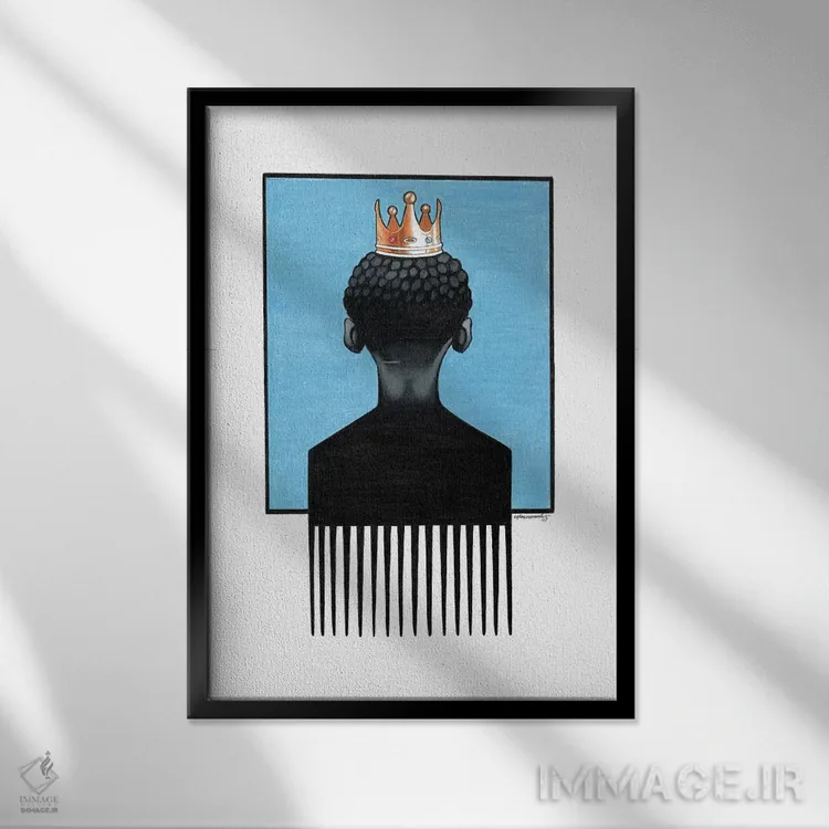 تابلو دکوراتیو شاهزاده کوچک آفروپیک اثر ماناسه جانسون - نمای قابدار مشکی