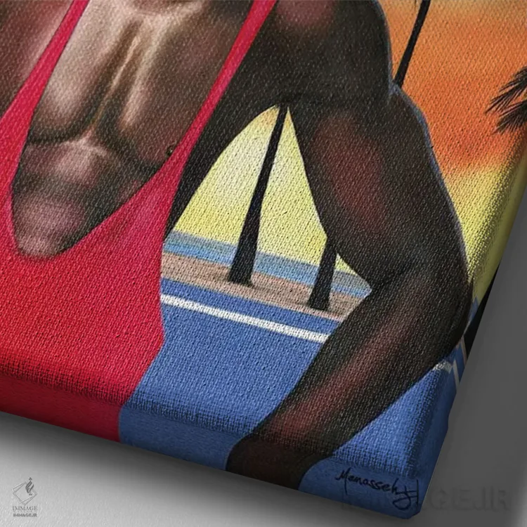 تابلو دکوراتیو مردان سفیدپوست نمی توانند بپرند اثر ماناسه جانسون - نمای نزدیک بافت بوم