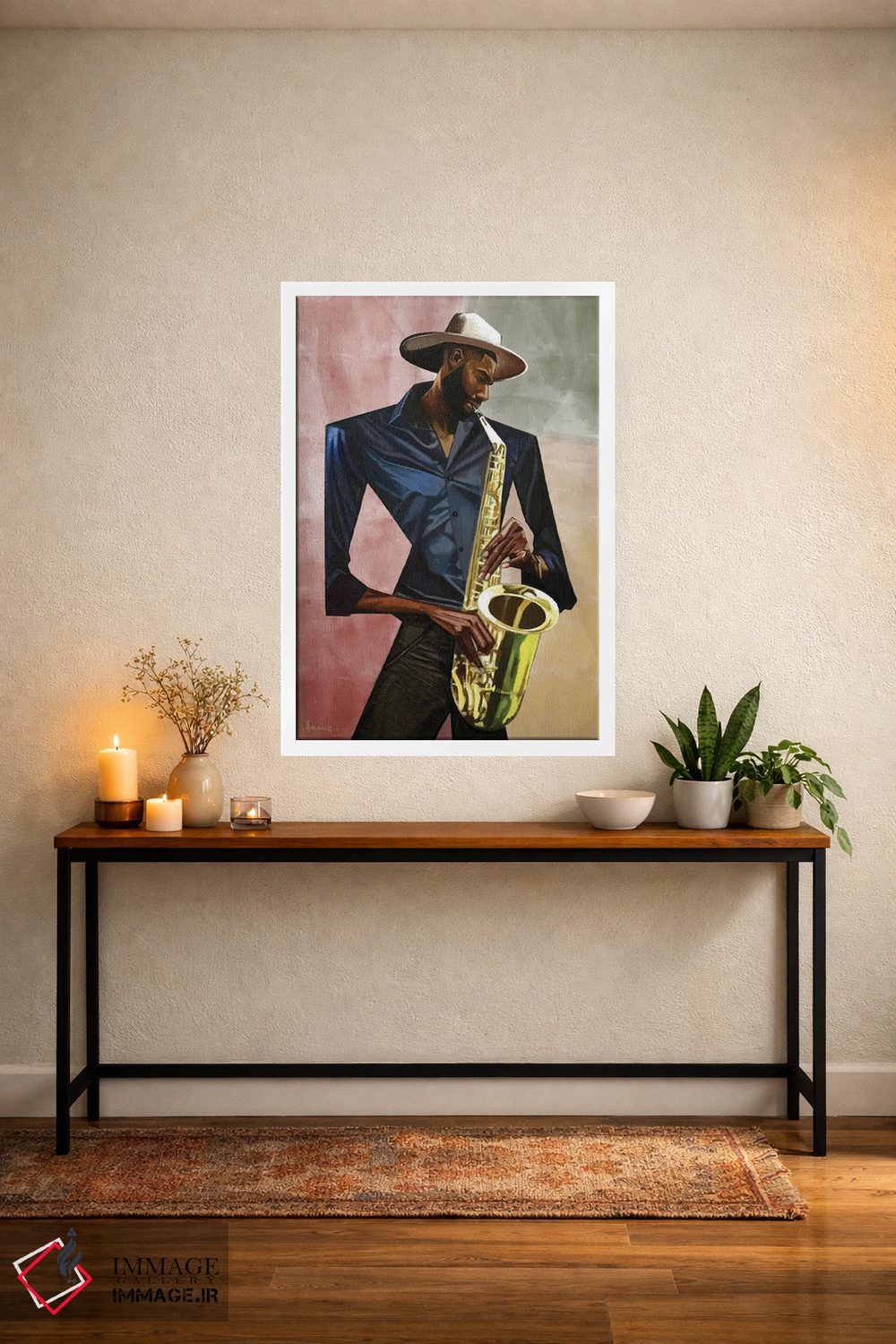تابلو دکوراتیو نوازنده ساکسوفون اثر ماناسه جانسون - D4W