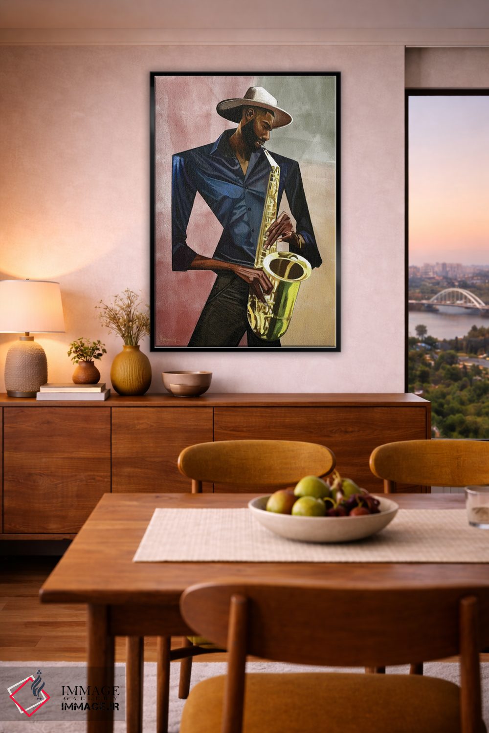 تابلو دکوراتیو نوازنده ساکسوفون اثر ماناسه جانسون - D6B