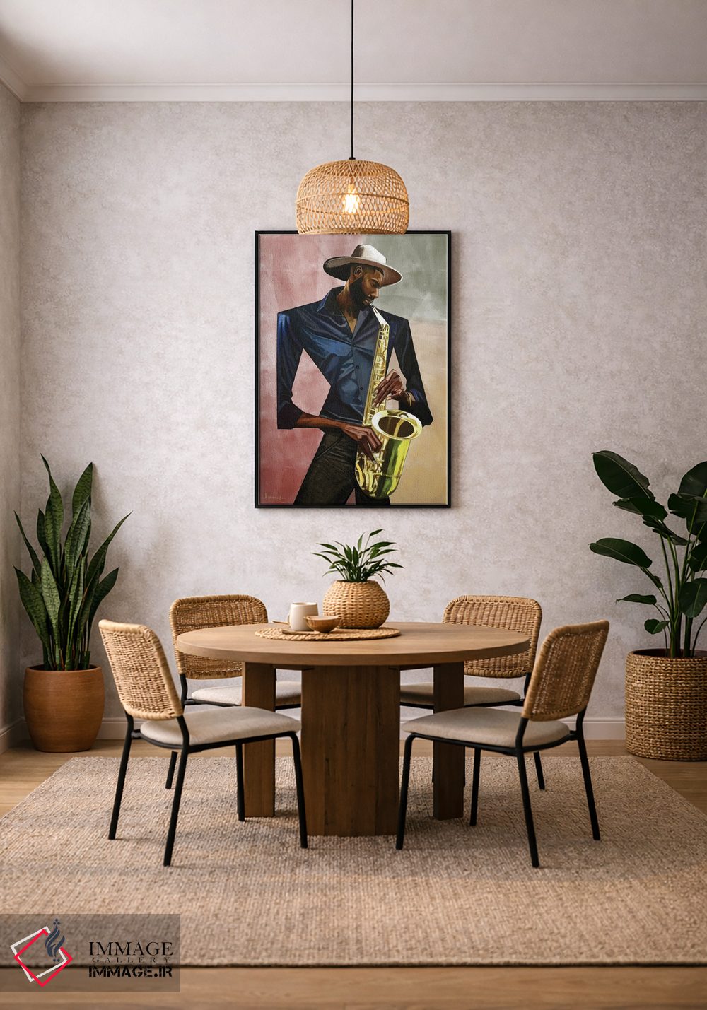 تابلو دکوراتیو نوازنده ساکسوفون اثر ماناسه جانسون - D5B
