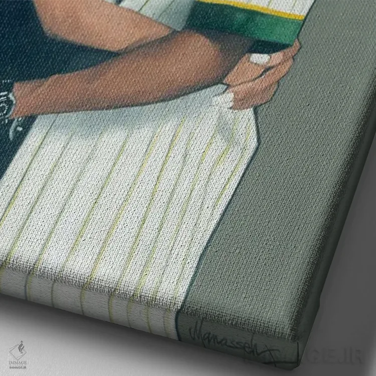 تابلو دکوراتیو "عدالت شاعرانه" اثر ماناسه جانسون - نمای نزدیک بافت بوم