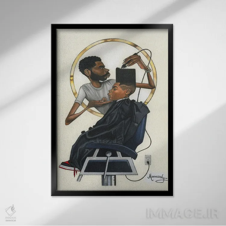 تابلو دکوراتیو "کمی کوتاه تر" اثر ماناسه جانسون - نمای قابدار مشکی