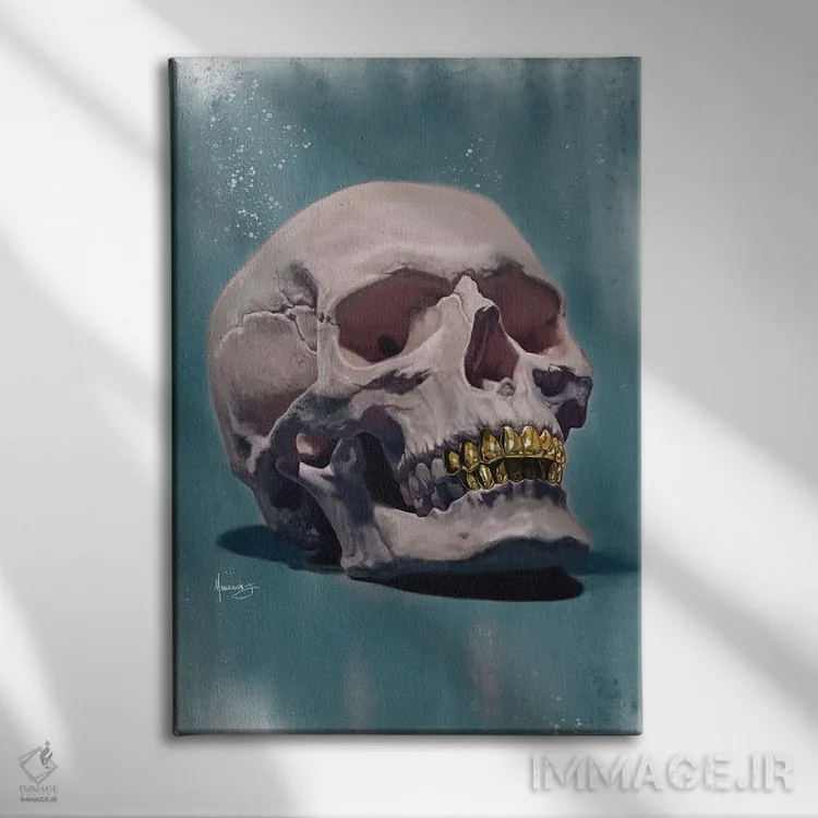 تابلو دکوراتیو "گریل جمجمه" اثر ماناسه جانسون - نمای روبهرو روی دیوار