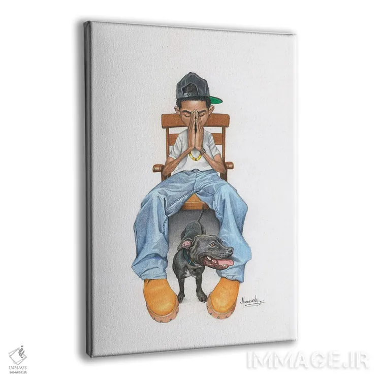 تابلو مدرن "پسربچه دعا" اثر ماناسه جانسون - نمای پرسپکتیو محصول