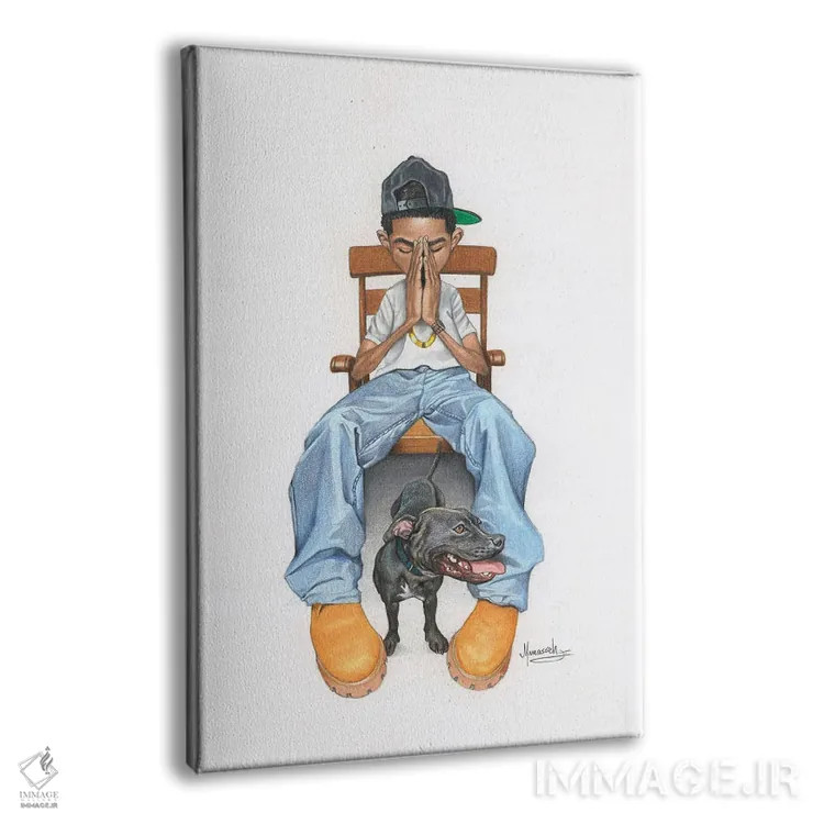 تابلو مدرن "پسربچه دعا" اثر ماناسه جانسون - نمای پرسپکتیو محصول
