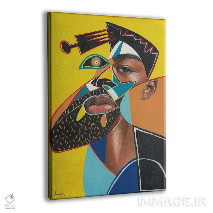 تابلو دکوراتیو "مرد با شانه آفرو" اثر ماناسه جانسون - نمای پرسپکتیو محصول