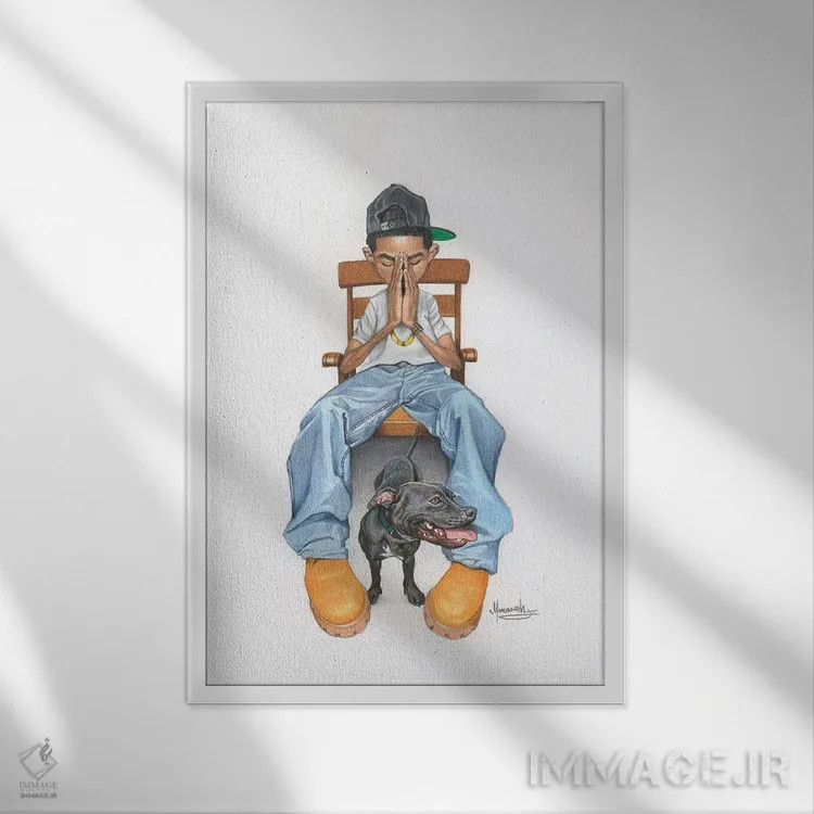 تابلو مدرن "پسربچه دعا" اثر ماناسه جانسون - نمای قابدار سفید