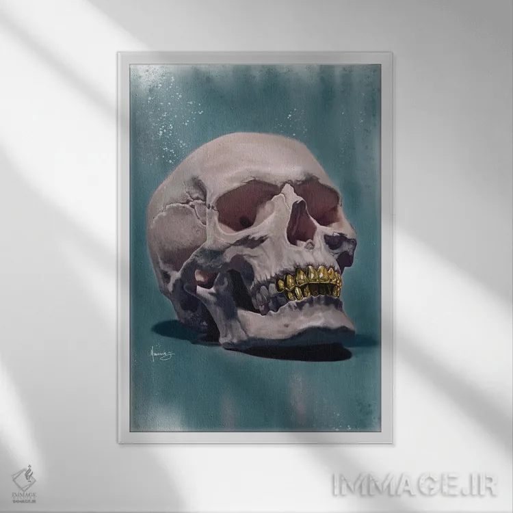 تابلو دکوراتیو "گریل جمجمه" اثر ماناسه جانسون - نمای قابدار سفید