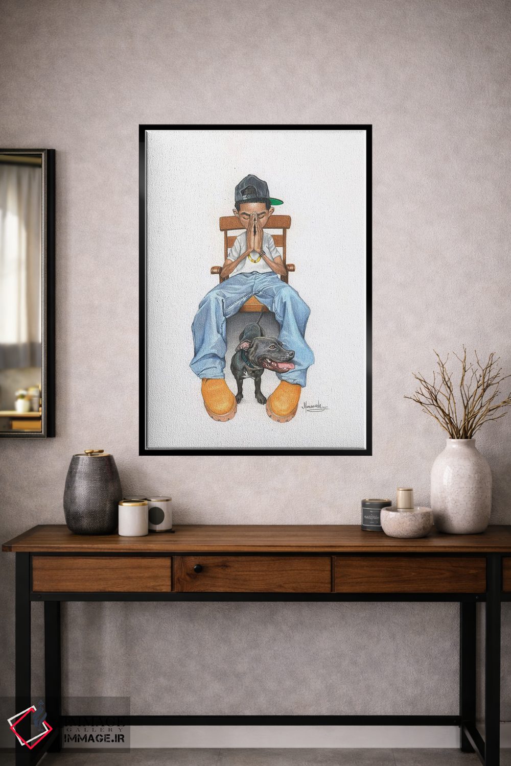 تابلو مدرن "پسربچه دعا" اثر ماناسه جانسون - D1B