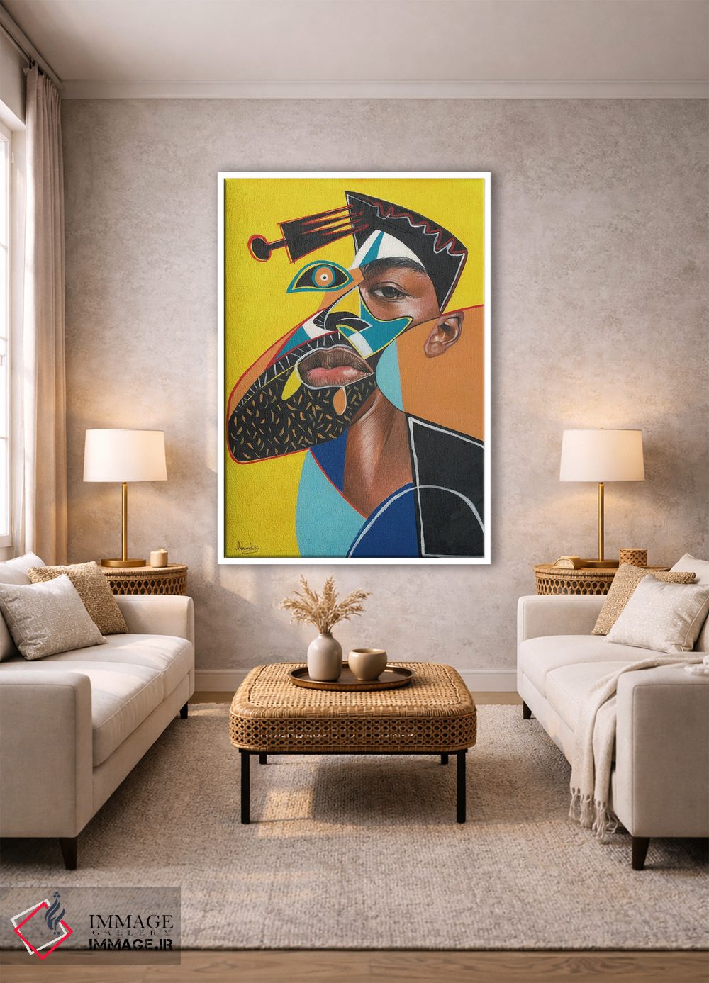 تابلو دکوراتیو "مرد با شانه آفرو" اثر ماناسه جانسون - D1W