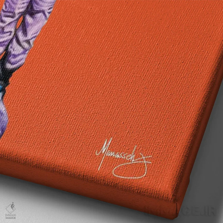 تابلو دکوراتیو "دهانت را کنترل کن" اثر ماناسه جانسون - نمای نزدیک بافت بوم