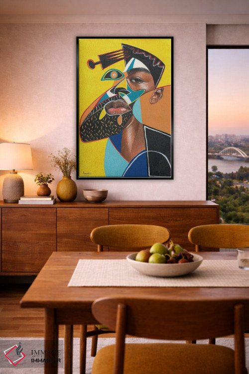 تابلو دکوراتیو "مرد با شانه آفرو" اثر ماناسه جانسون - D6B