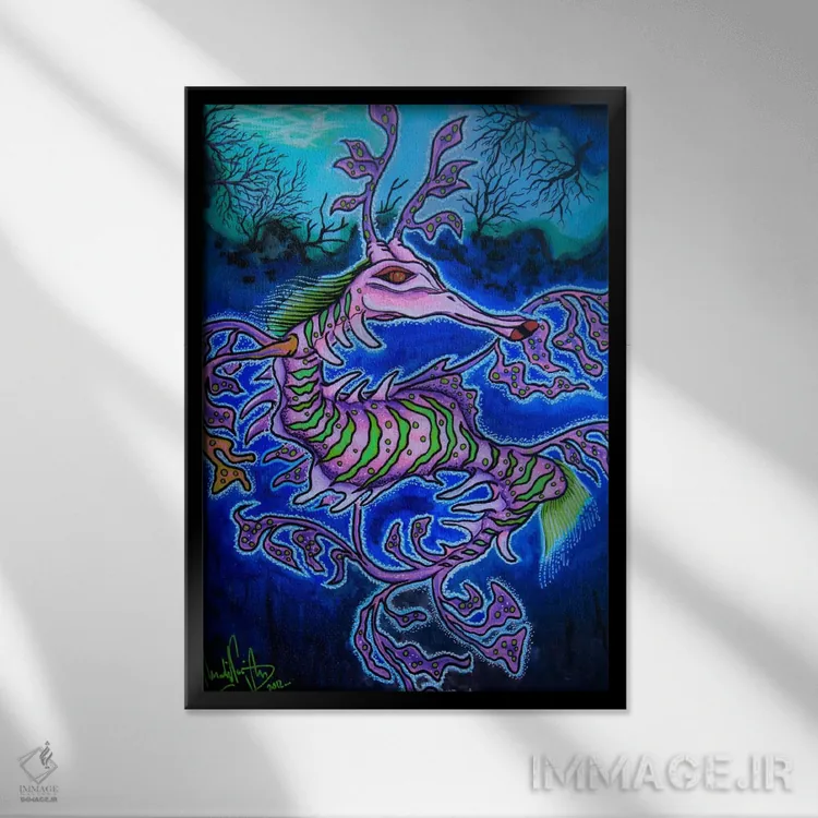 تابلو دکوراتیو "آقای اژدها" اثر مارتین نسیم - نمای قابدار مشکی
