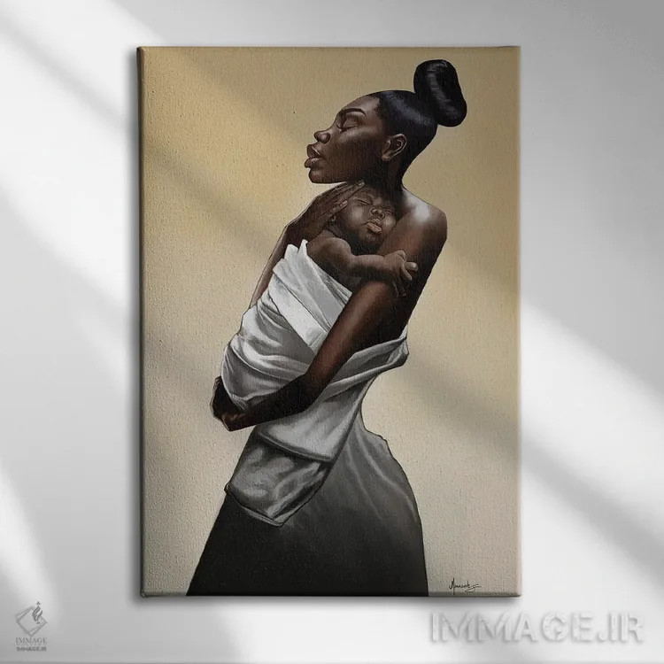 تابلو دکوراتیو "مادر و کودک" اثر ماناسه جانسون - نمای روبهرو روی دیوار