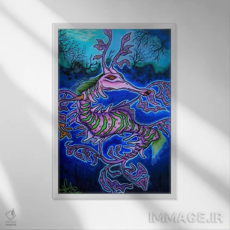 تابلو دکوراتیو "آقای اژدها" اثر مارتین نسیم - نمای قابدار سفید