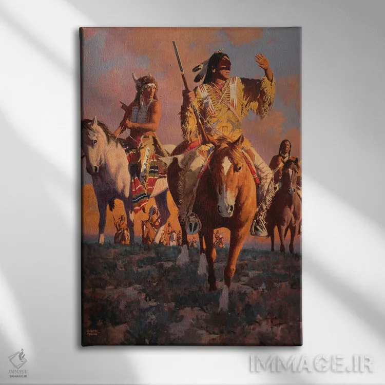 تابلو دکوراتیو "غروب کامانچه" اثر دیوید من - نمای روبهرو روی دیوار