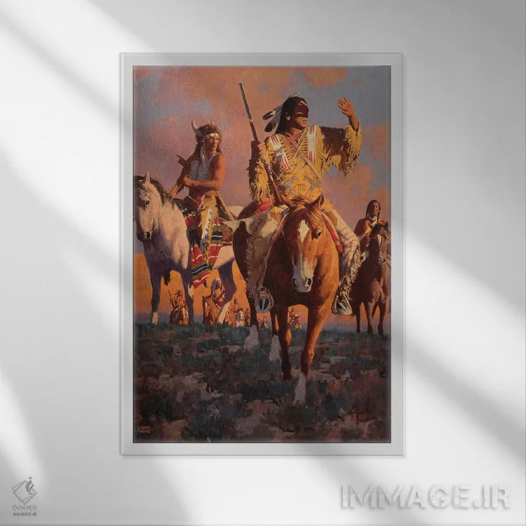 تابلو دکوراتیو "غروب کامانچه" اثر دیوید من - نمای قابدار سفید