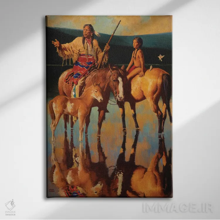 تابلو دکوراتیو "غروب لاکوتا" اثر دیوید من - نمای روبهرو روی دیوار