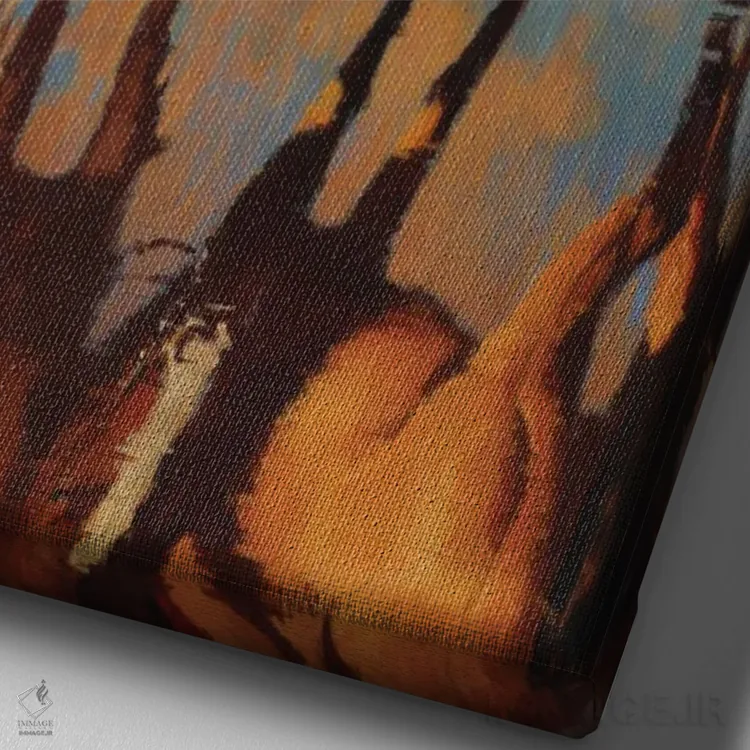 تابلو دکوراتیو "غروب لاکوتا" اثر دیوید من - نمای نزدیک بافت بوم