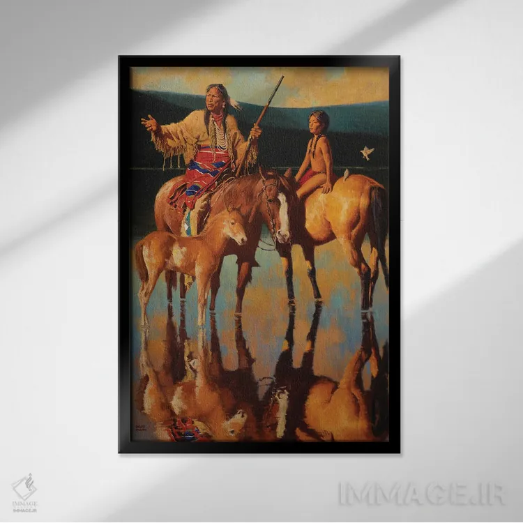 تابلو دکوراتیو "غروب لاکوتا" اثر دیوید من - نمای قابدار مشکی