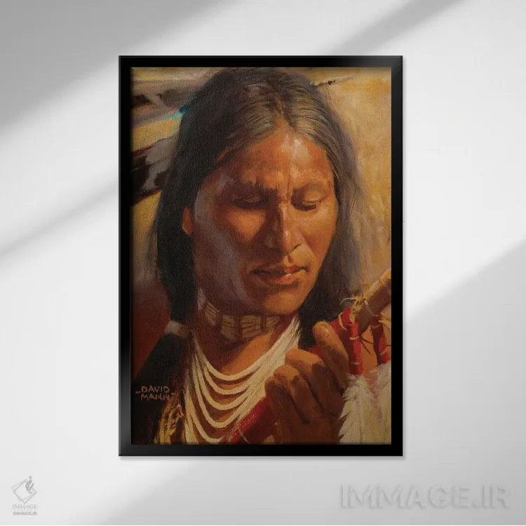 تابلو دکوراتیو "نیزه لاکوتا" اثر دیوید من - نمای قابدار مشکی