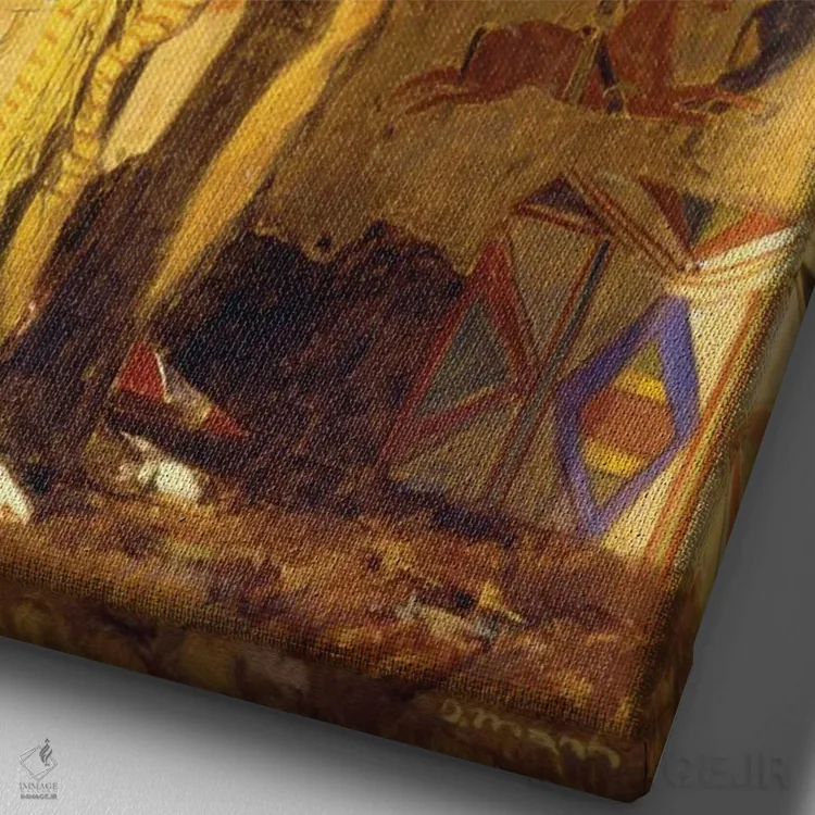 تابلو دکوراتیو "صلح میان کلاغ ها" اثر دیوید من - نمای نزدیک بافت بوم