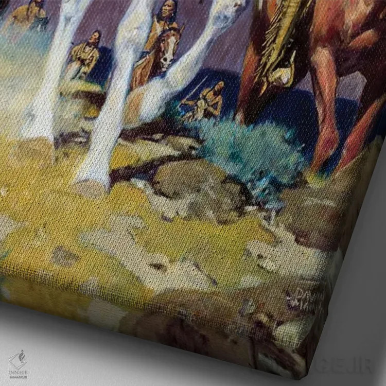 تابلو دکوراتیو "طوفان دشت" اثر دیوید من - نمای نزدیک بافت بوم