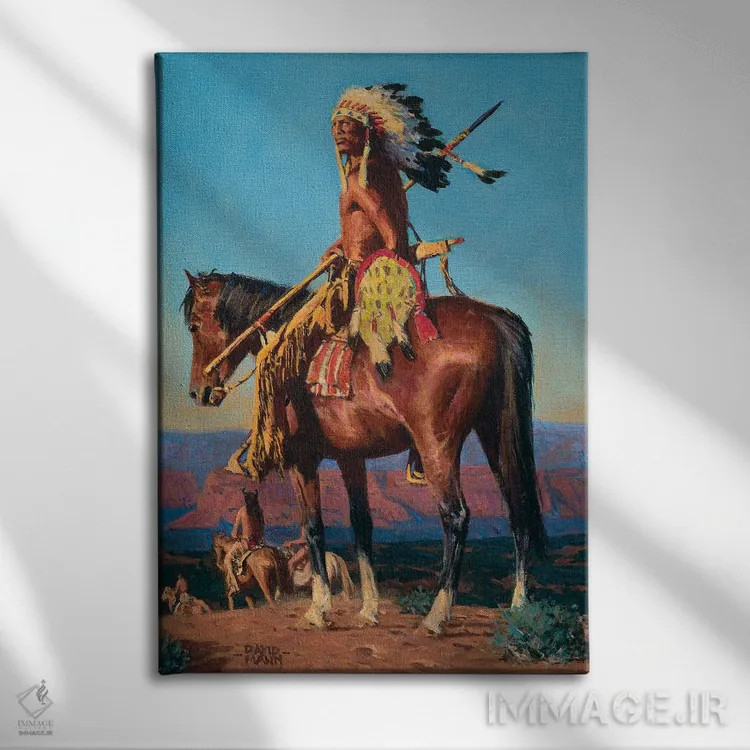 تابلو دکوراتیو "غروب صخره قرمز" اثر دیوید من - نمای روبهرو روی دیوار