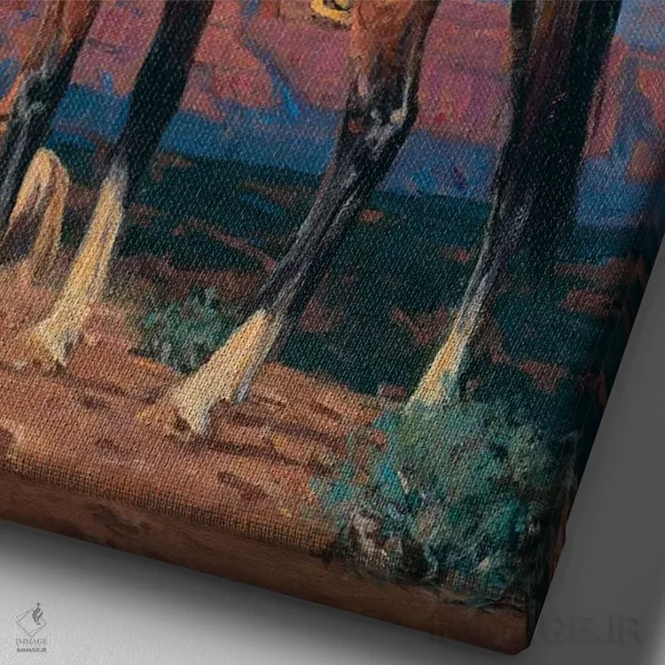 تابلو دکوراتیو "غروب صخره قرمز" اثر دیوید من - نمای نزدیک بافت بوم